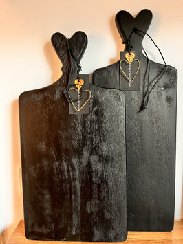 BC Holzbrett Herz schwarz 2er Set