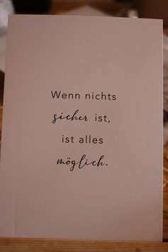 Eulenschnitt Postkarte " Wenn nichts sicher ist, ist alles möglich "