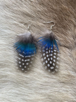 Paire de boucles à pois bleu