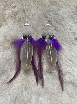 Boucles d'oreilles créoles violette