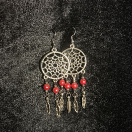 Boucles d'oreilles Attrape-rêve Rouge