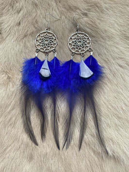 Boucles d'oreilles attrape-rêve bleu