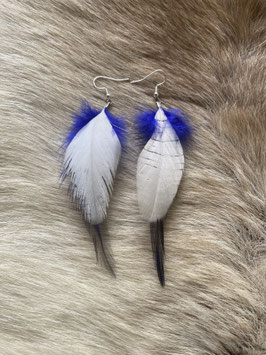 Paire de boucles bleu et crème