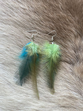 Paire de boucles verte et bleu