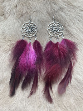 Boucles d'oreilles attrape-rêves rose