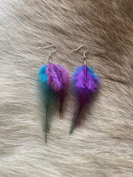 Paire de boucles violet et bleu