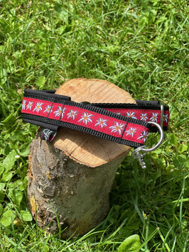 Zugstopphalsband "Edelweiss rot"