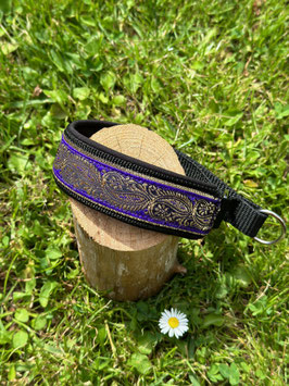 Zugstopphalsband für Windspiel Windhund "Muster lila/gold" inkl Softshelleinlage