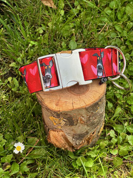 Hundehalsband "Greyhound Herzen pink-rot"