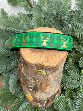 Weihnachtshalsband "Hirsch gold hellgrün" 3