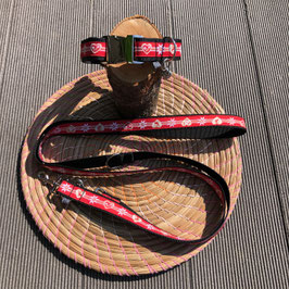Set "Hirsch-Edelweiß-Herz rot"  mit verstellbarer Leine