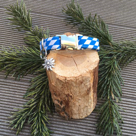 Kleines Hundehalsband "Stoff weiß-blau"