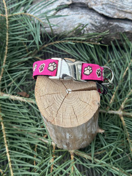 Kleines Hundehalsband "Pfötchen pink"