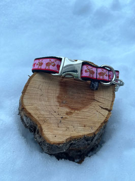 Weihnachtshalsband "Elche in Love rosa"