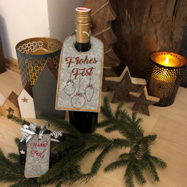 Bestickte Anhänger für Flaschen  & Weihnachtspäckchen