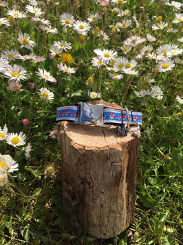 Kleines Hundehalsband "Glückspilze hellblau"