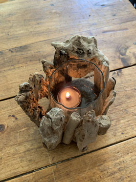 Photophore en bois flotté