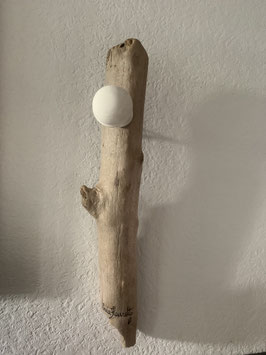 Patère en bois flotté et crochet en bois blanc