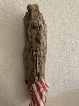 Patère en bois flotté et 1 crochet pour torchon à vaisselle