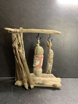 Potence à saucissons avec 2 crochets noirs