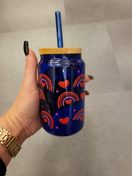 Glas Tumbler Blau Love