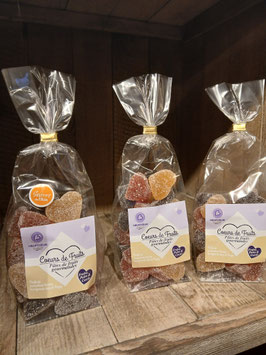 Pâtes de fruits "coeur de fruits"  250g - en mélange (2 à 3 saveurs/sachet)