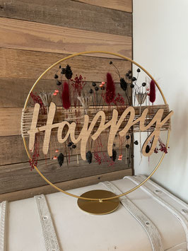 Ring mit Standfuss -Schnurgeflecht Happy