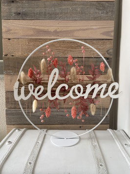 Ring mit Standfuss -Schnurgeflecht Welcome