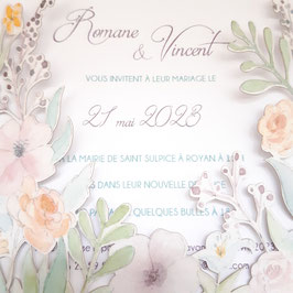 Faire-part de mariage Aquarelle découpe laser