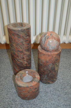 3er Set Marmor-Säule mit Marmorkugel