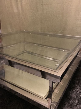 Glastisch mit Spiegel und beweglicher Glasplatte