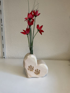 Zirbenherz Vase mit 2 Hundepfoten