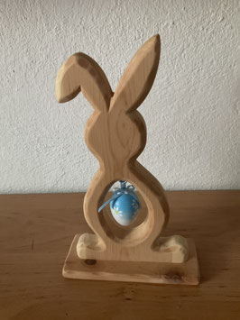 Hase mit Ei blau