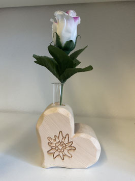 Zirbenvase klein mit Edelweiß