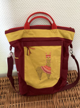 Rucksack/Tasche mit Lama mit Mütze