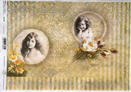 ライスペーパー  R1376-09  flowers & girls' faces