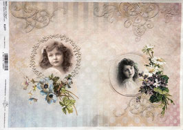 ライスペーパー  R1377-10  spring flowers & girls' faces