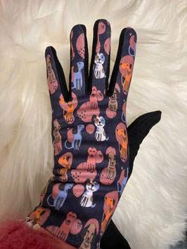 Weiche Handschuhe mit Motiv aus Viskosemix Hunde blau