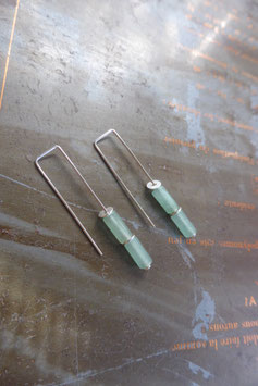 Boucles d'oreille longues minimalistes en argent et aventurine verte