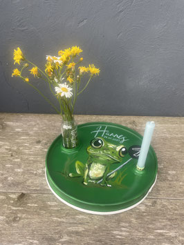 Geburtstagsbrett/ -teller \\ Geburtstagskranz \ Kindergeburtstagsplatte \\ personalisiertes Geburtstagsgeschenk aus 60l recyceltem Ölfass