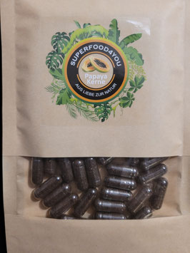Papaya Kerne, Papain gemahlen in der 450mg/Kapsel VEGAN 60 Stück (0,24€/Stk.)