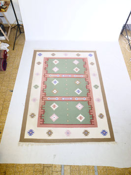 Handgewebter Kelim True Vintage Design Woll Teppich 70er 80er Ethno Carpet