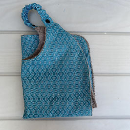 Serviette à élastique en coton enduit bleu turquoise