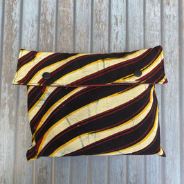 Siège nomade pour bébé en coton wax noir bordeaux jaune
