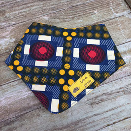 Bandana ado en wax bleu jaune rouge