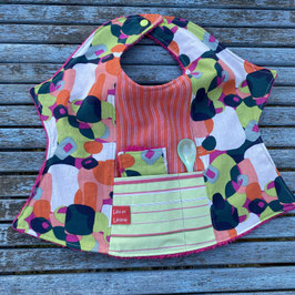 Bavoir papillon motifs orange, vert, rose et blanc