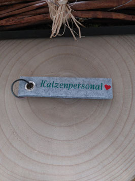 Schöner Filz-Anhänger Katzenpersonal grün