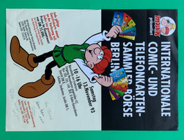 Mosaik Abrafaxe Poster Internationale Comic- und Telefonkarten-Sammler Börse Berlin 1993 mehrfach signiert