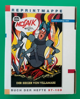 Mosaik Digedags originale Reprintmappe 9 Nummern 97 - 108 komplett mit Umkarton, Innenkarton sowie 12 Reprintheften in exzellentem Zustand