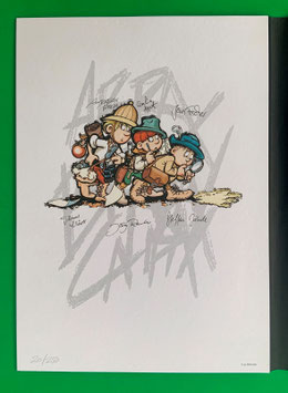 Mosaik Abrafaxe Buch 25 Jahre Abrafaxe von Frank-Burkhard Habel 17. Abrafaxe-Album nur 250 Stück, signierte Druckgrafik